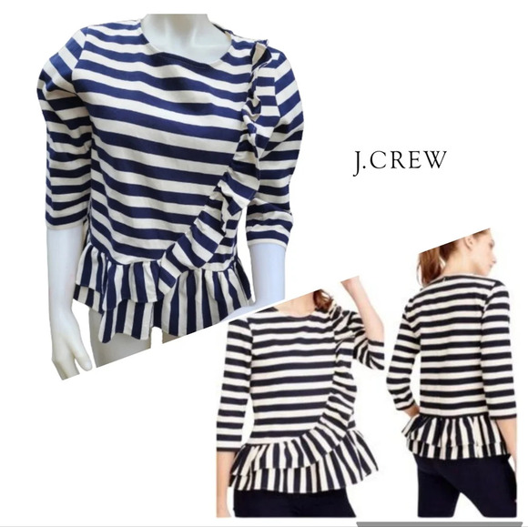J.‎ Crew Assymetrical Striped top.aM - Picture 1 of 12